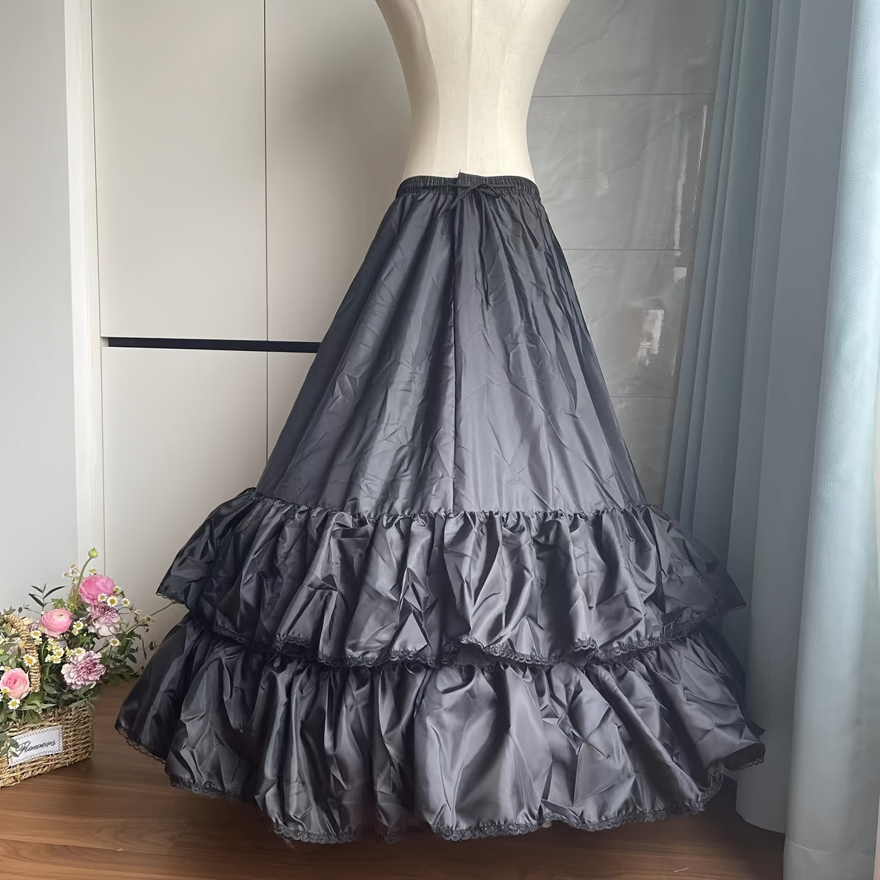 Girls Wedding Dress Crinoline Petticoat with Adjustable Size and 2 Hoop Layers