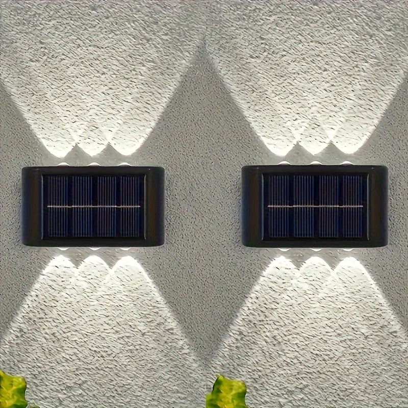 Solar-Powered LED Wall Sconce with 6 LEDs Warm Light Outdoor Plastic Semi Flush Mount