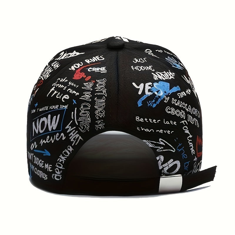 Gorra de béisbol de graffiti de poliéster, PVC recubierto, ligera, para fiesta, accesorio