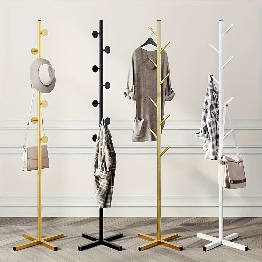 Metal Coat Storage Rack with Vertical Clothes Hanging Stand for Bedroom Bathroom Living Room Closet Office