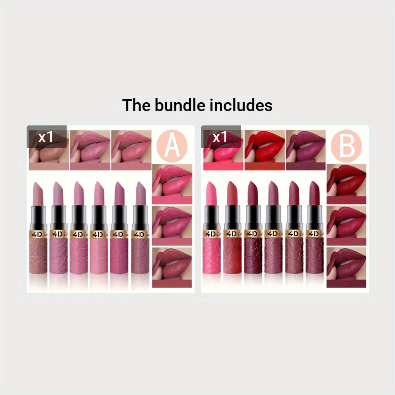 Женский водостойкий набор помад 6 шт., 12 цветов, стойкие, не растекаются, кашемировое покрытие