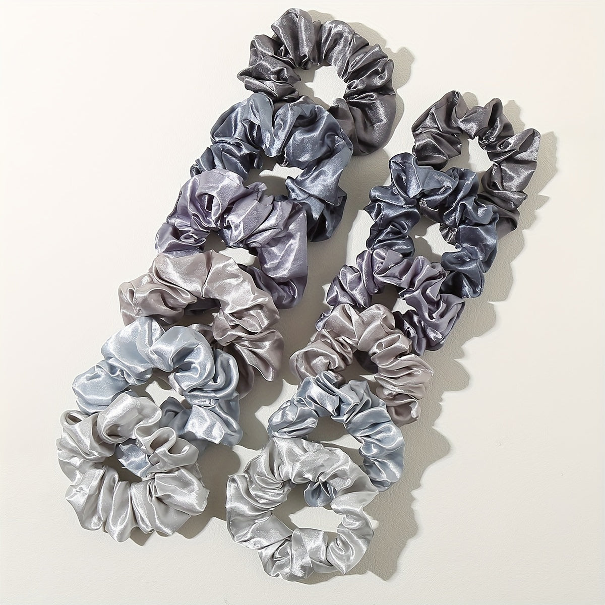 Set of 12 Satin Silk Hair Ties for Women, Jumbo Elastic Scrunchies