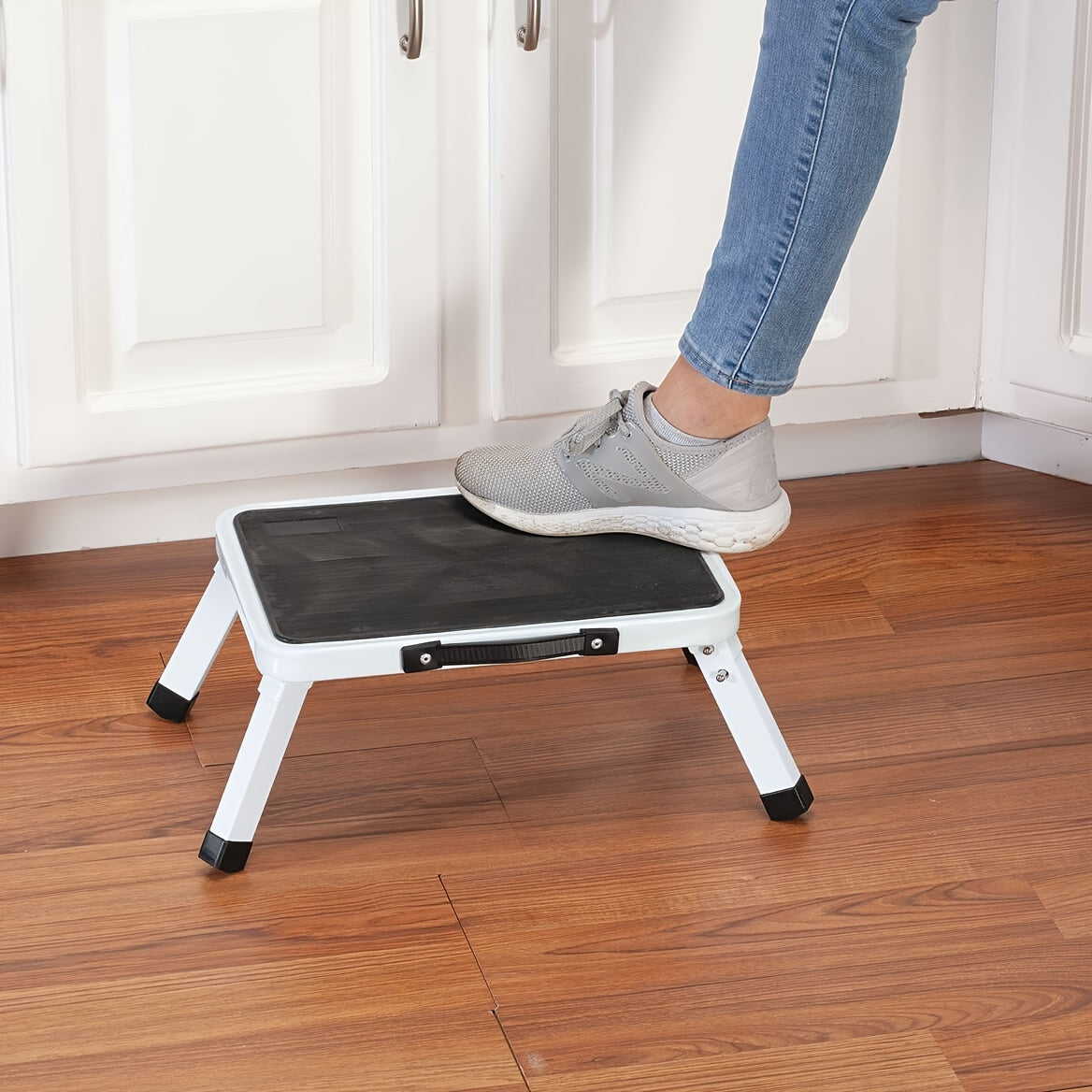 Black Foldable Step Stool with Handle for Kitchen Office Home Use