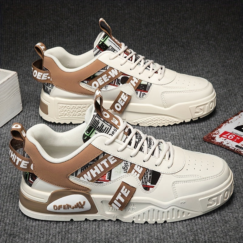 Men's Casual Sneakers Low Top Breathable Lace-Up PVC Sole All-Season