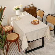 Mantel de lino con borlas, impermeable, resistente a manchas, lavable para bodas, fiestas y cenas