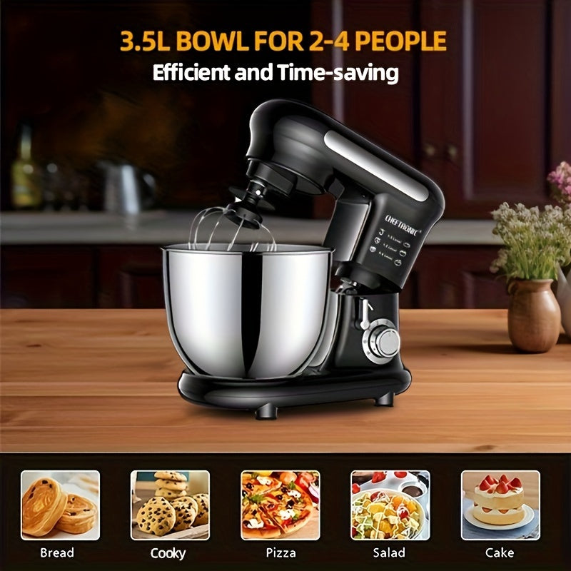 1 dona Tilt-head Stand Mixer 1000W quvvat va 3.5L zanglamaydigan po'latdan yasalgan idish bilan qish mavsumida uyda xamir aralashtirish uchun.