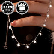 Sterling Silver Clavicle Necklace with Cubic Zirconia Pendant for Women