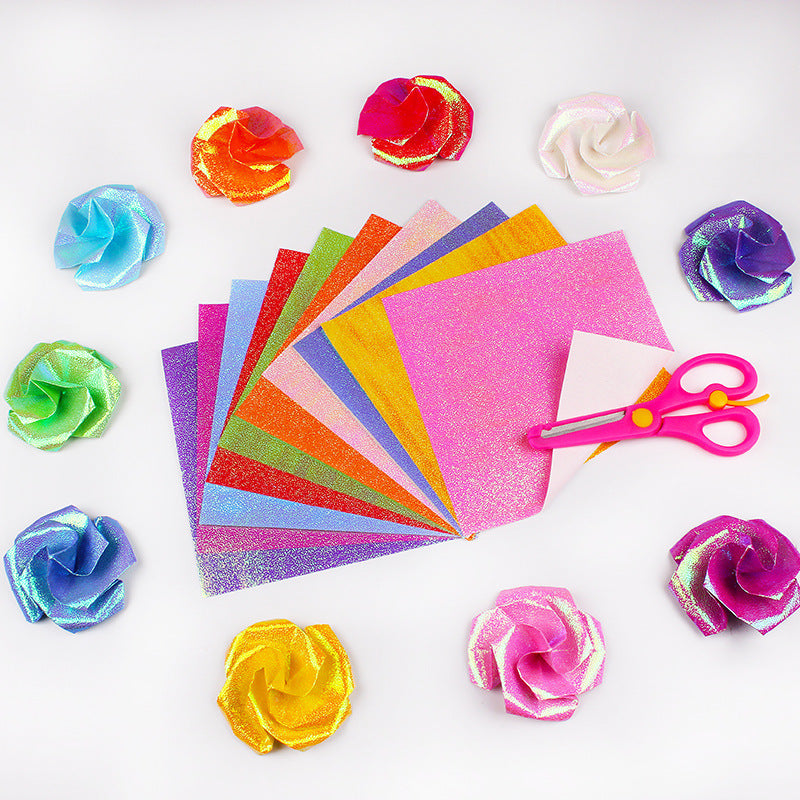 Set of 50 Fantasy Glitter Paper Cards Multicolor 15.01cm for Crafts and DIY