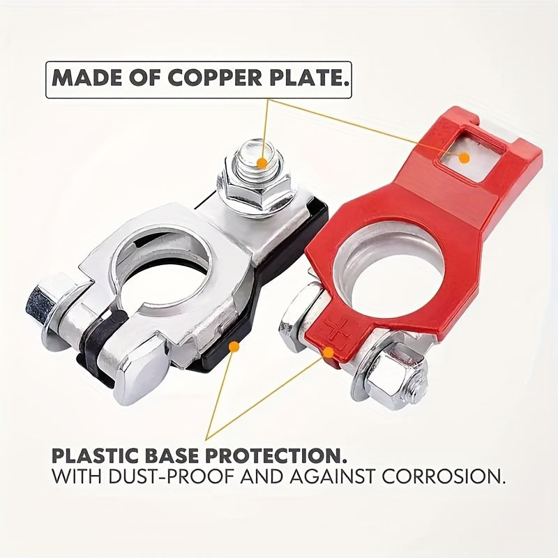 Par de conectores de terminal de batería de coche con postes de plástico en la parte inferior