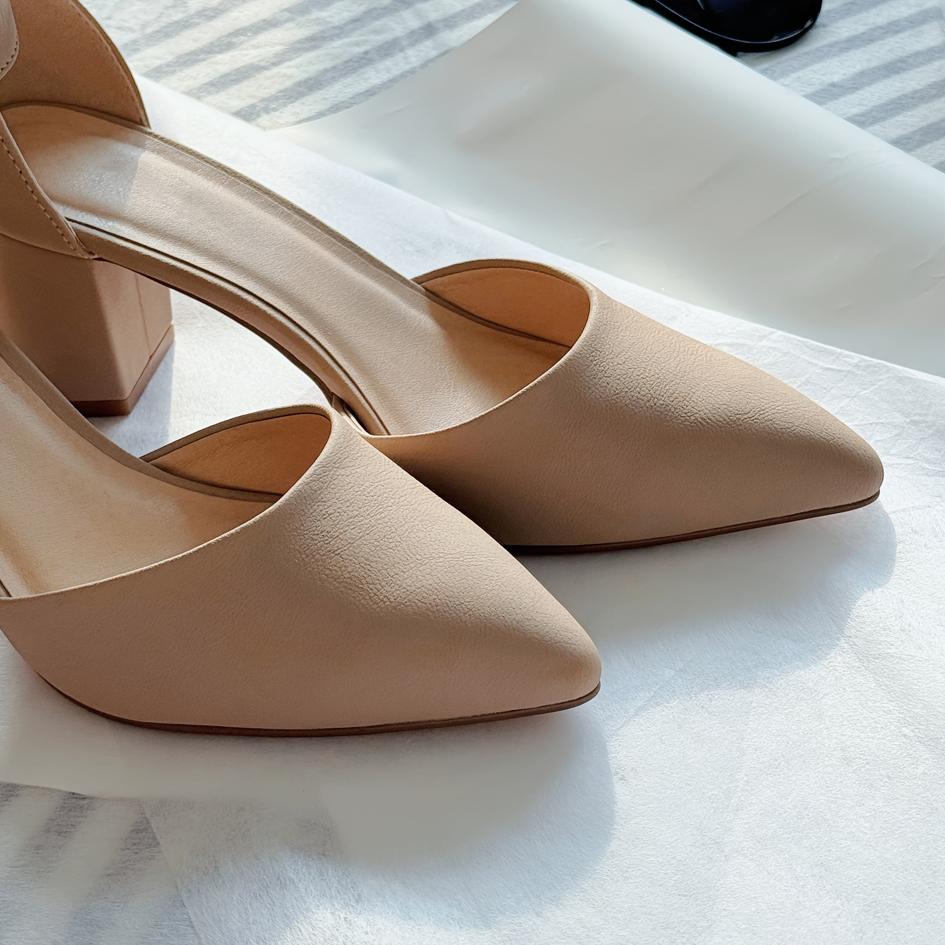 Women's Beige Synthetic Pointed-Toe Ankle Strap High Heels for Weddings and Parties