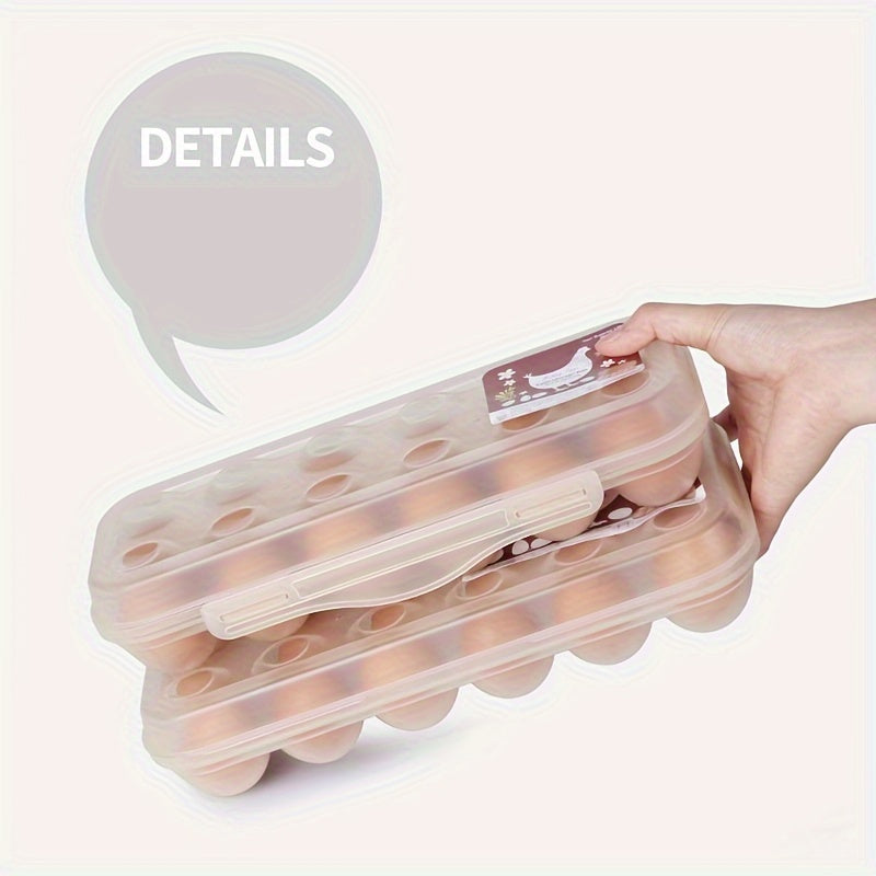 Shaffof plastik to'plangan tuxum saqlash idishi qopqoq bilan, 12/18 tuxum saqlash imkoniyatiga ega. Zarba o'chiruvchi va muzlatgichda saqlashga mos, bu joyni tejovchi oshxona tashkilotchisi tuxumlaringizni yangi va tartibli saqlash uchun mukammaldir.