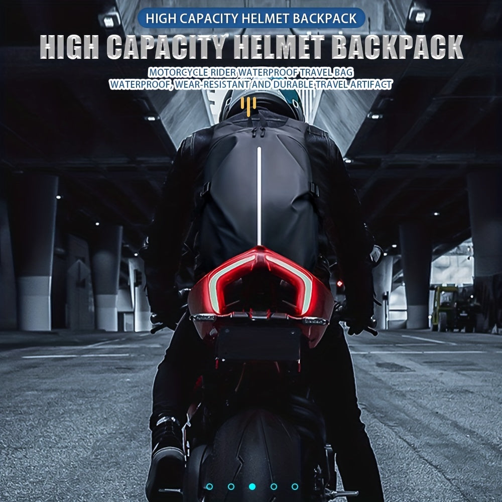 Unisex Soft Shell Motorcycle Helmet Backpack Reflective Strips Black