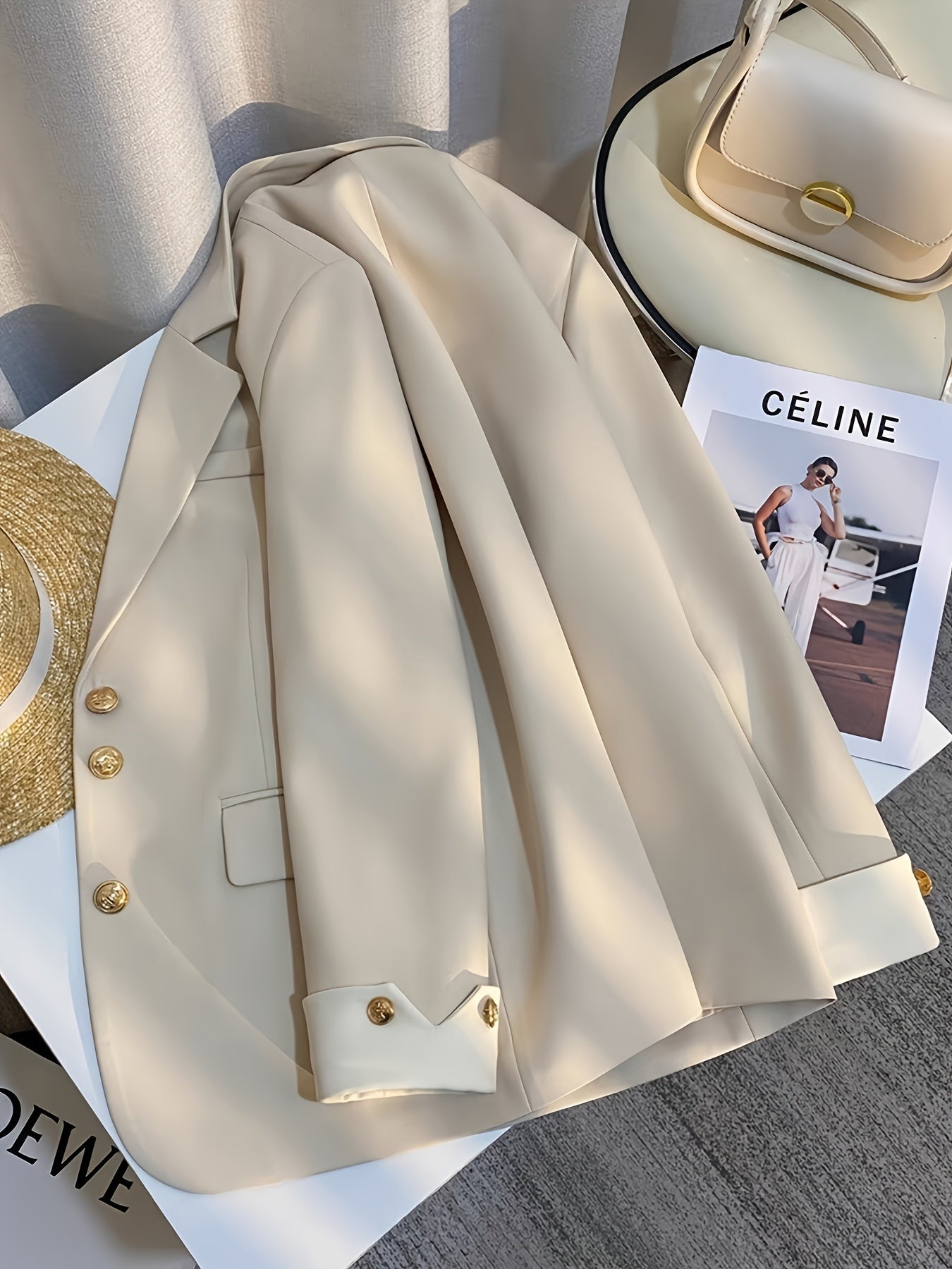 Women's Polyester Suit Jacket Long Sleeve Solid Chic Spring Fall Korean Style 2024