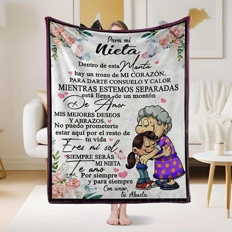 Spanish Message Plush Blanket for Son All-Season Hypoallergenic Flannel Throw Warm Gift
