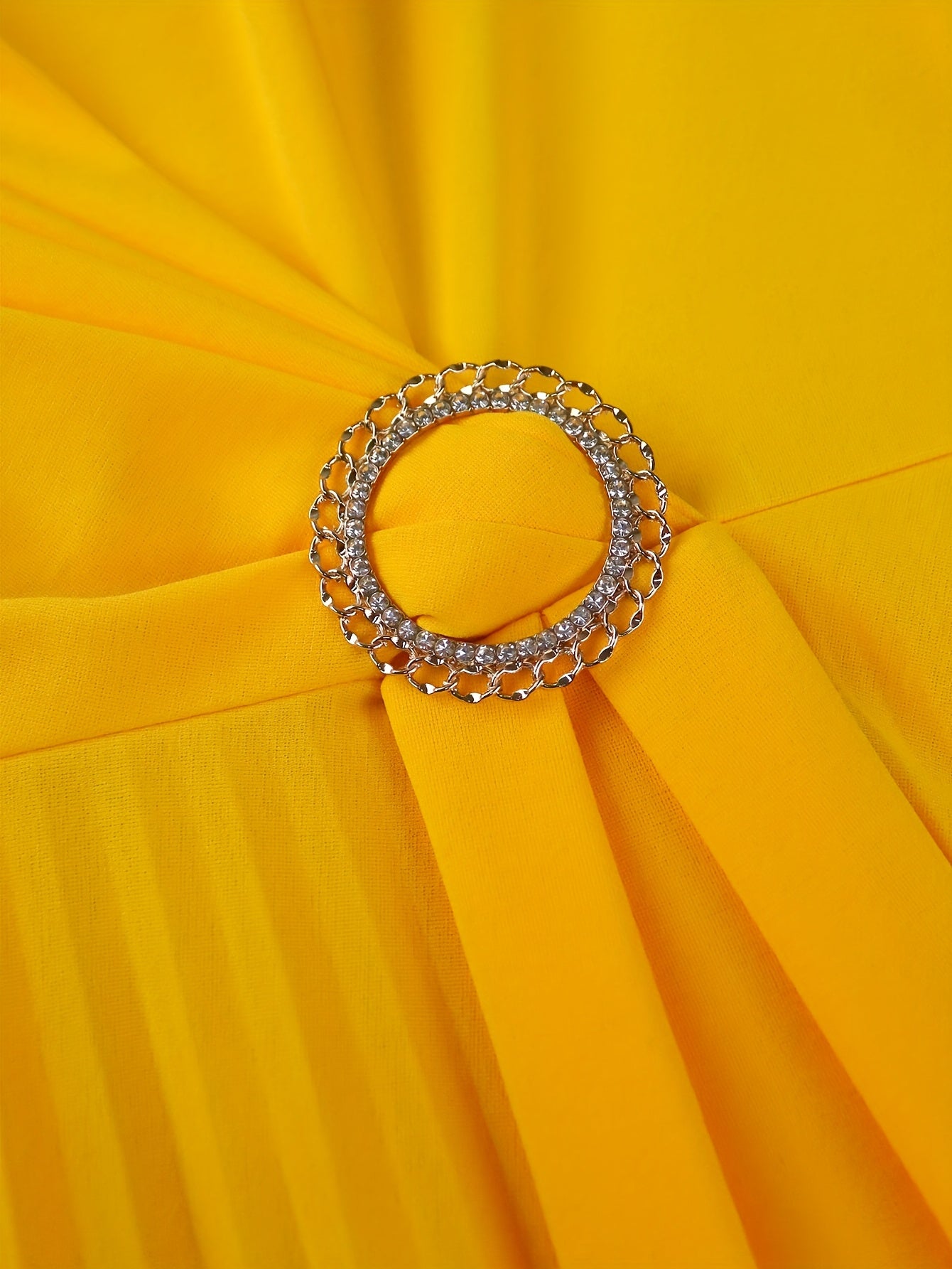 Women’s Mustard Yellow A-Line Midi Dress with Belt and Pleated Hem