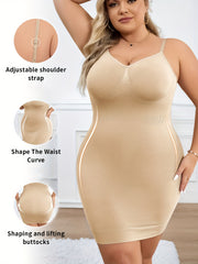 Ropa interior moldeadora sin costuras de talla grande con control de barriga y sujetador incorporado, tirantes ajustables