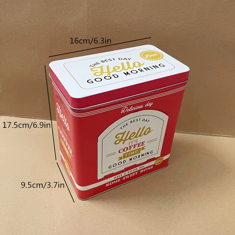 Vintage Amerika uslubidagi metall qahva konserva dispenseri, yon ochilishi va to'rtburchakli ish stoli saqlash qutisi, uy va ofisda foydalanish uchun.