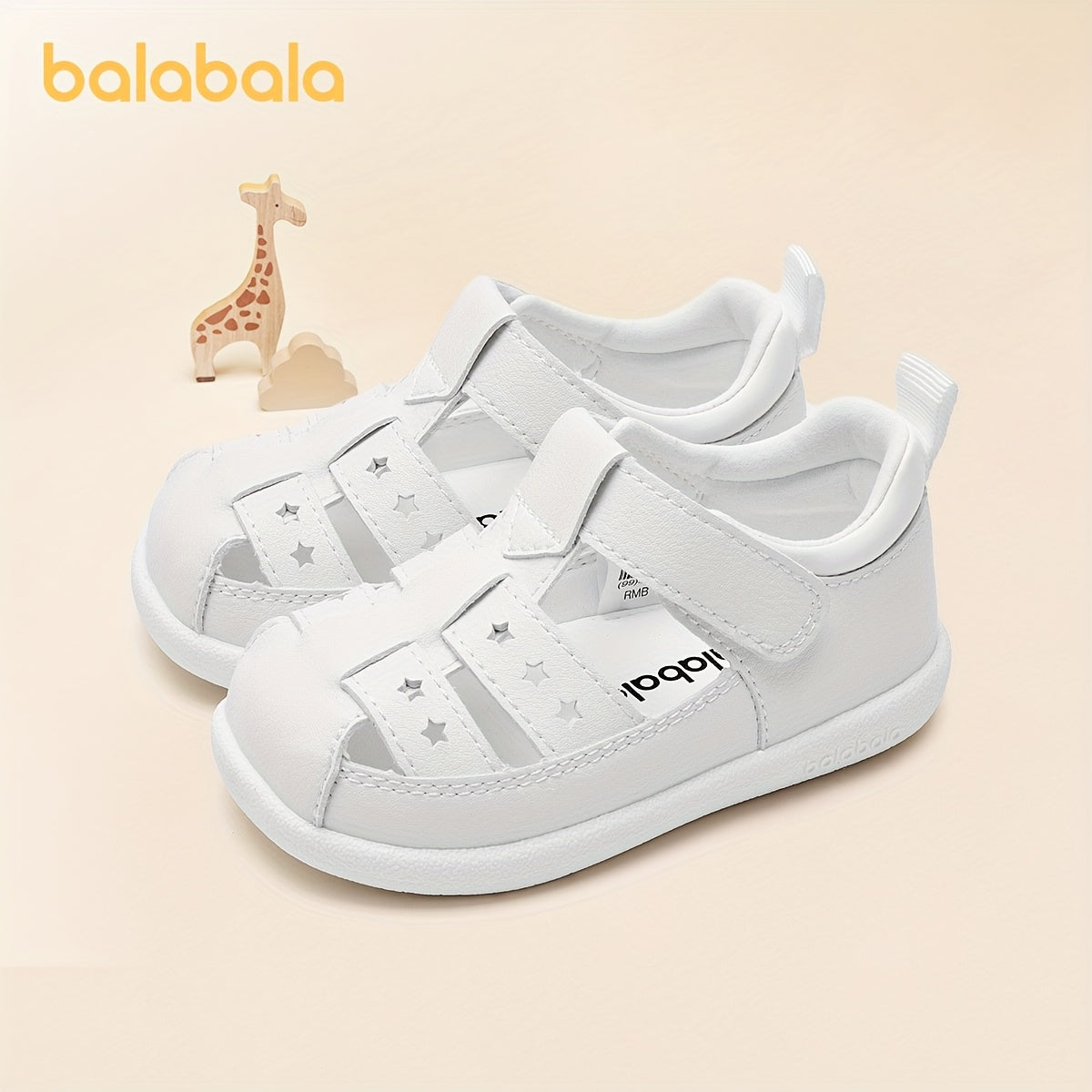 Toddler Baby Sandals Lightweight Summer White Star Soft Sole Hook and Loop Casual Outdoor