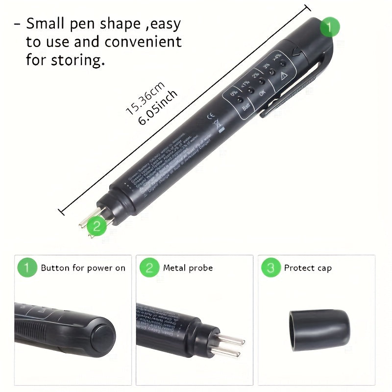 Probador de líquido de frenos en forma de bolígrafo para coches, indicador LED, verifica aceite DOT3/DOT4