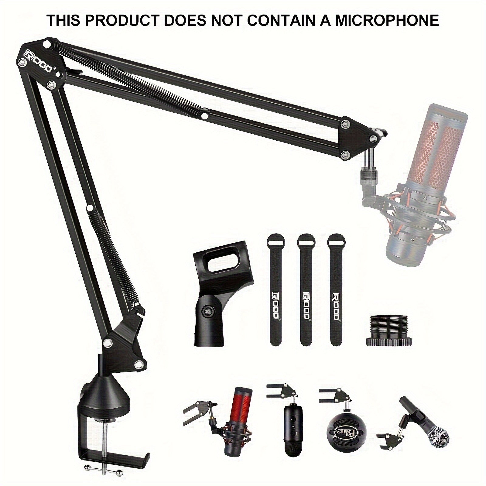 Alloy Microphone Boom Arm Desk Stand with XLR Connector Black