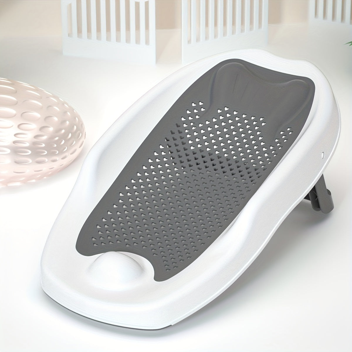 Kids Baby Bath Seat Foldable Fish-Shaped Non-Slip PP Support for Safe Bathing