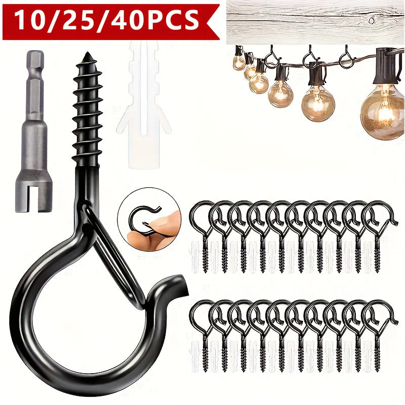 Q-Hanger Hook Set 10/25/40pcs Outdoor String Lights Safety Buckle Powder Coated