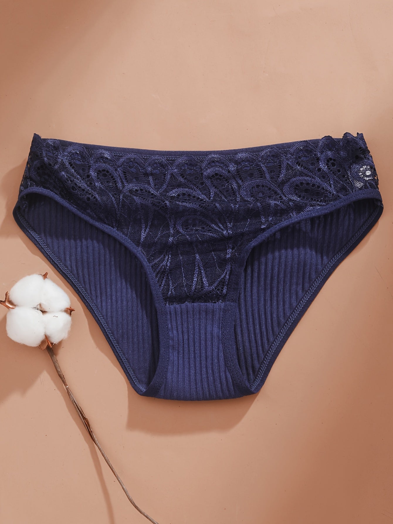 Women's Cotton Briefs 4-Pack with Lace Trim Mid Rise Breathable Comfortable Underwear