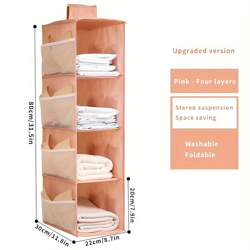 Foldable Wardrobe Storage Hanging Bag with 4 Layers for Clothes and Accessories