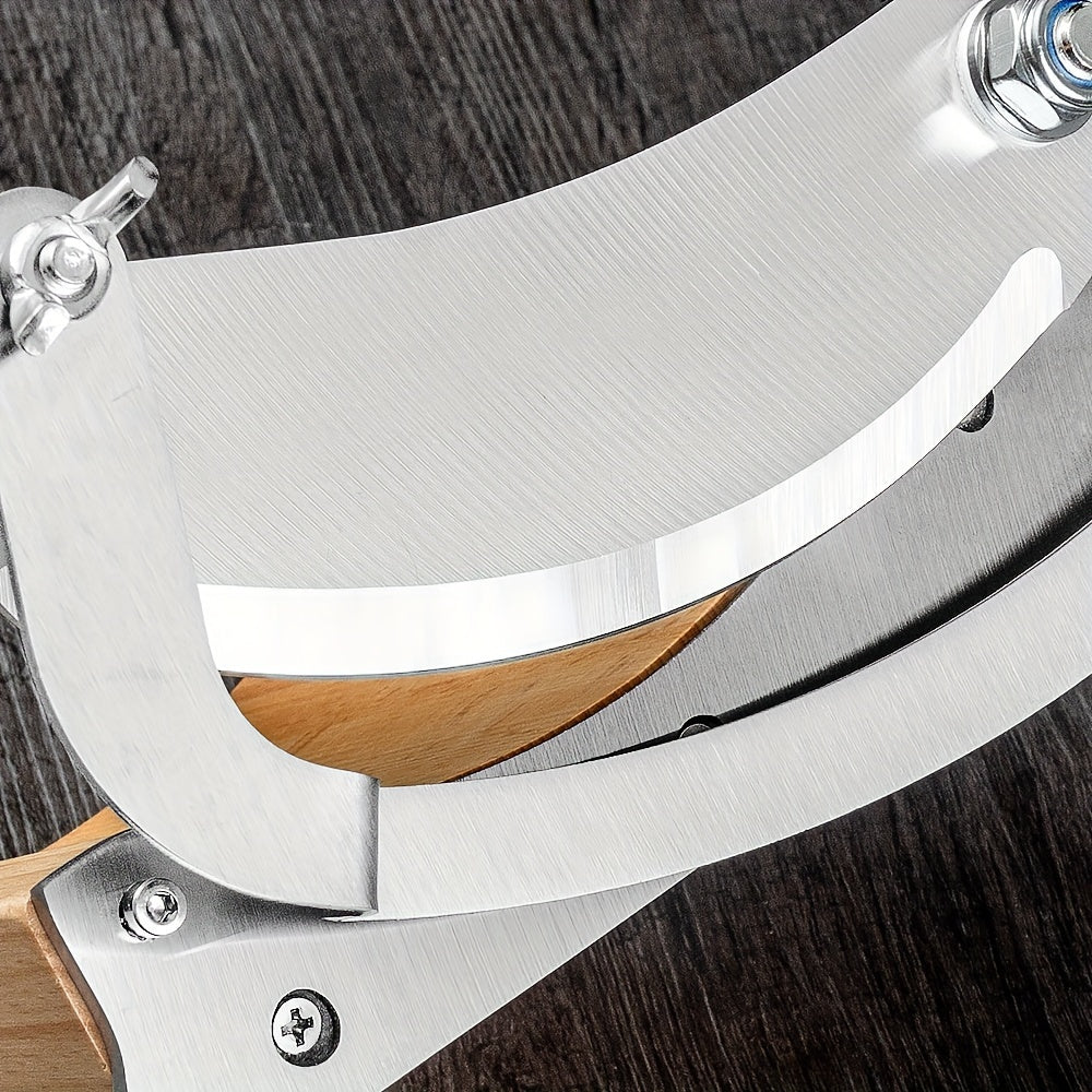 Регулируемый слайсер для китайской медицины из нержавеющей стали с резиновым деревянным основанием и точилкой - идеален для точного нарезания трав и специй.