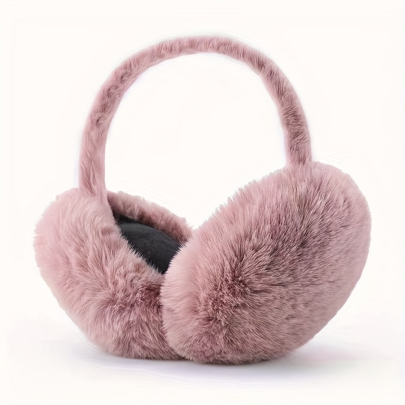 Winter Warm Plush Earmuffs for Women Windproof Foldable Ear Warmer Cozy Polyester