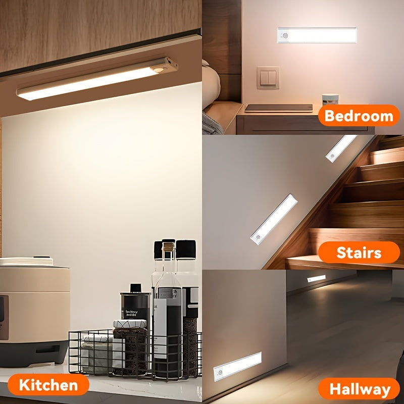 LED Motion Sensor Light for Cabinets Under Counter Closet Wardrobe with Rechargeable Battery