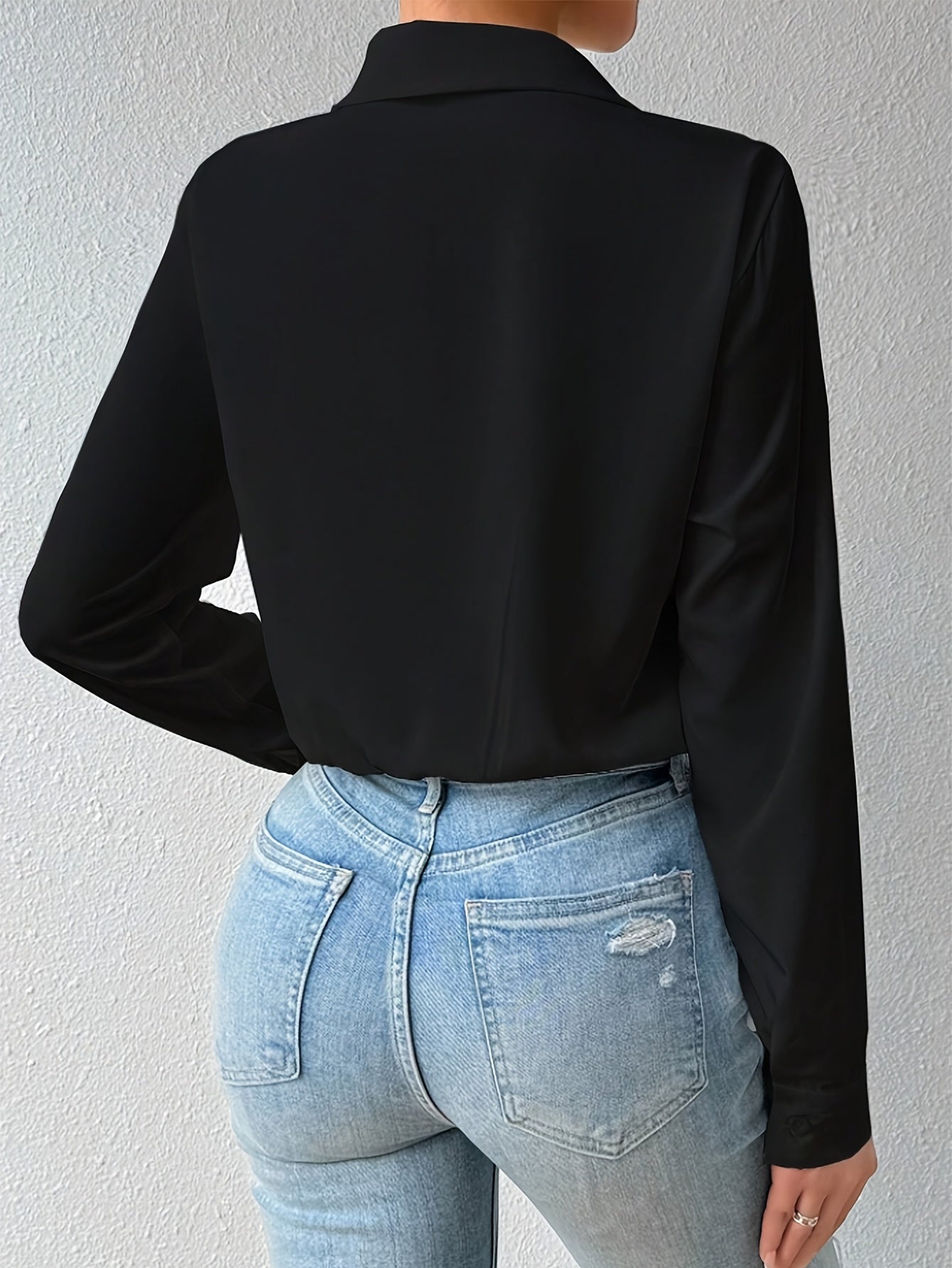 Women's Solid Color Long Sleeve Bodysuit Polyester Elastane Button Collar All Season