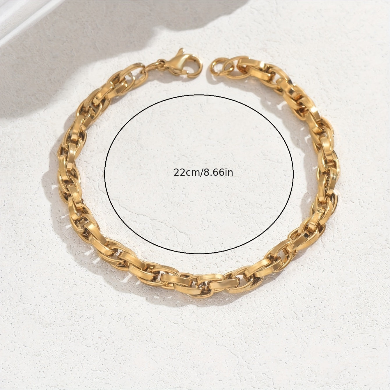 Pulsera ajustable de cadena de eslabones con baño de oro en acero inoxidable para mujeres