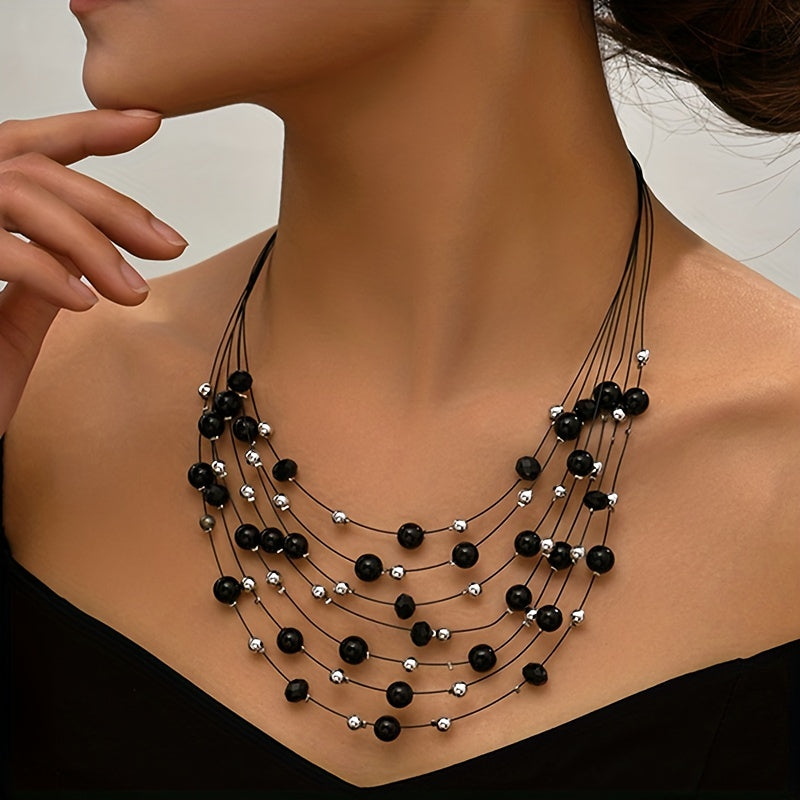 Ручная многослойная богемная ожерелье с мерцающими искусственными жемчужинами - сделано мастерами с подлинным шармом - женственный и изысканный подарок для дам - каждое изделие имеет уникальные цветные бусины, случайно расположенные.