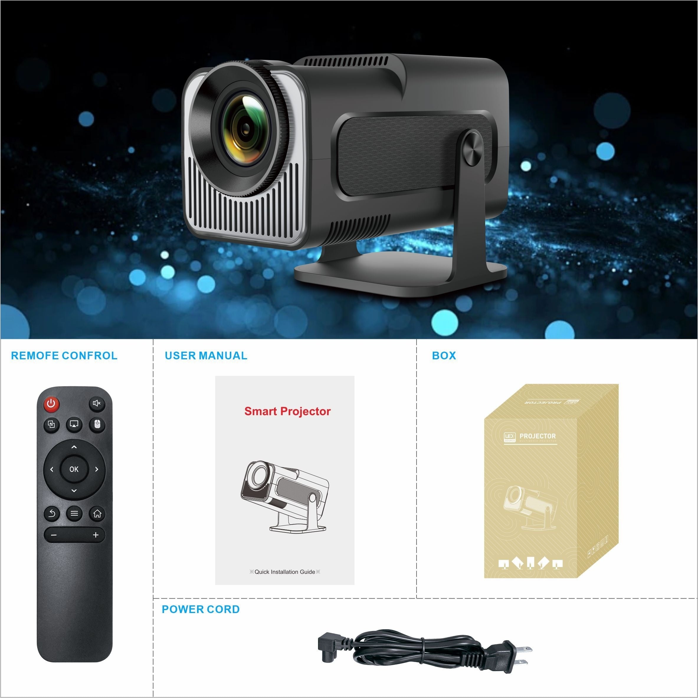 Mini Portable 720P Home Cinema Projector with Dual WiFi Bluetooth Android