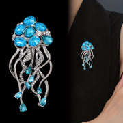 European and American Jellyfish Brooches Silver Marine Animal Jewelry for Clothing and Accessories