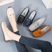 Women's Metal Decor Slip-On Loafers for Casual Walking with Non-Slip Flat Soles