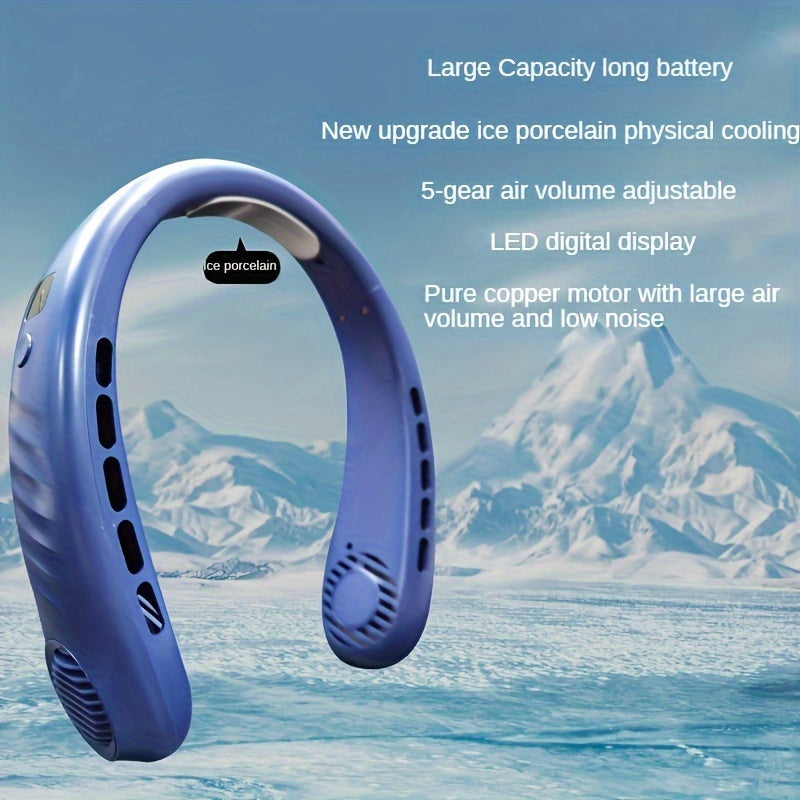 Portable Neck Fan USB Rechargeable Personal Cooling Device Adjustable Size 17.98cm