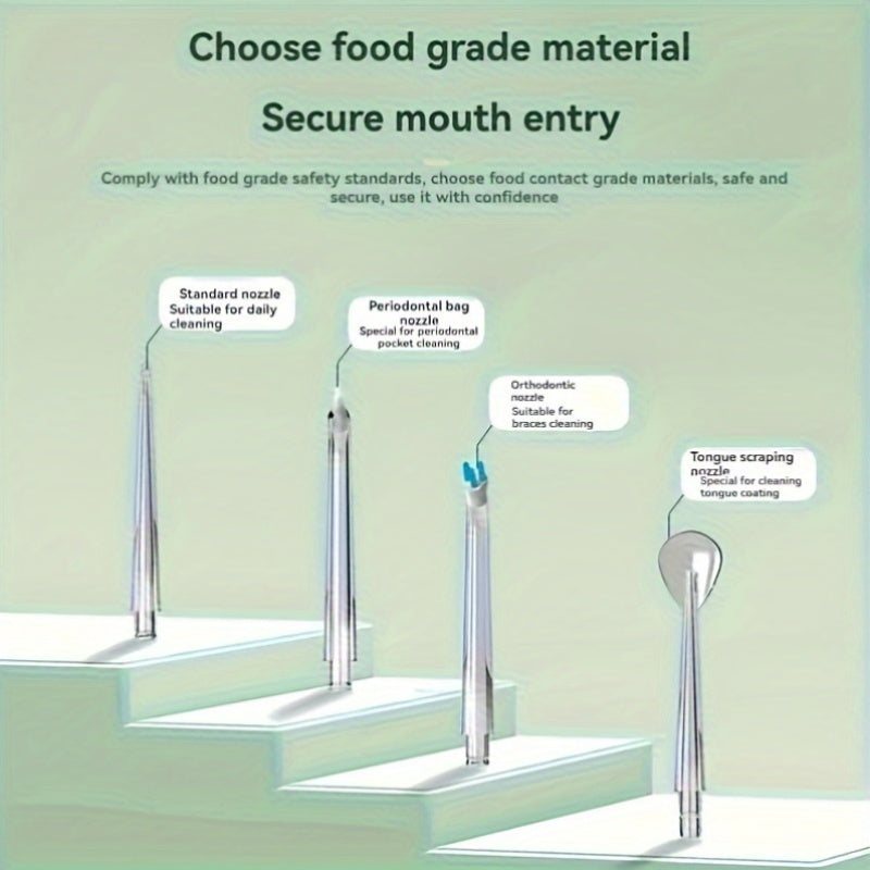 Portable Oral Irrigator with USB Rechargeable Water Flosser 800mAh Lithium Battery 3 Modes 4 Tips