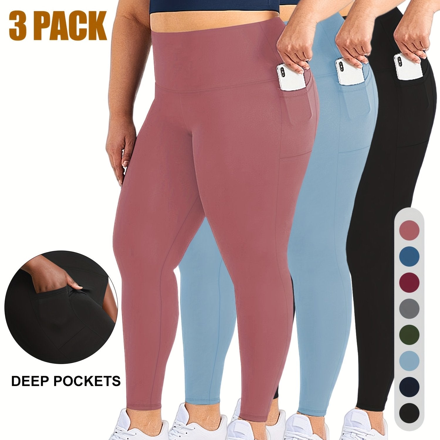 Plus Size Women’s Leggings High Waist Tummy Control Soft Yoga Pants for Workout