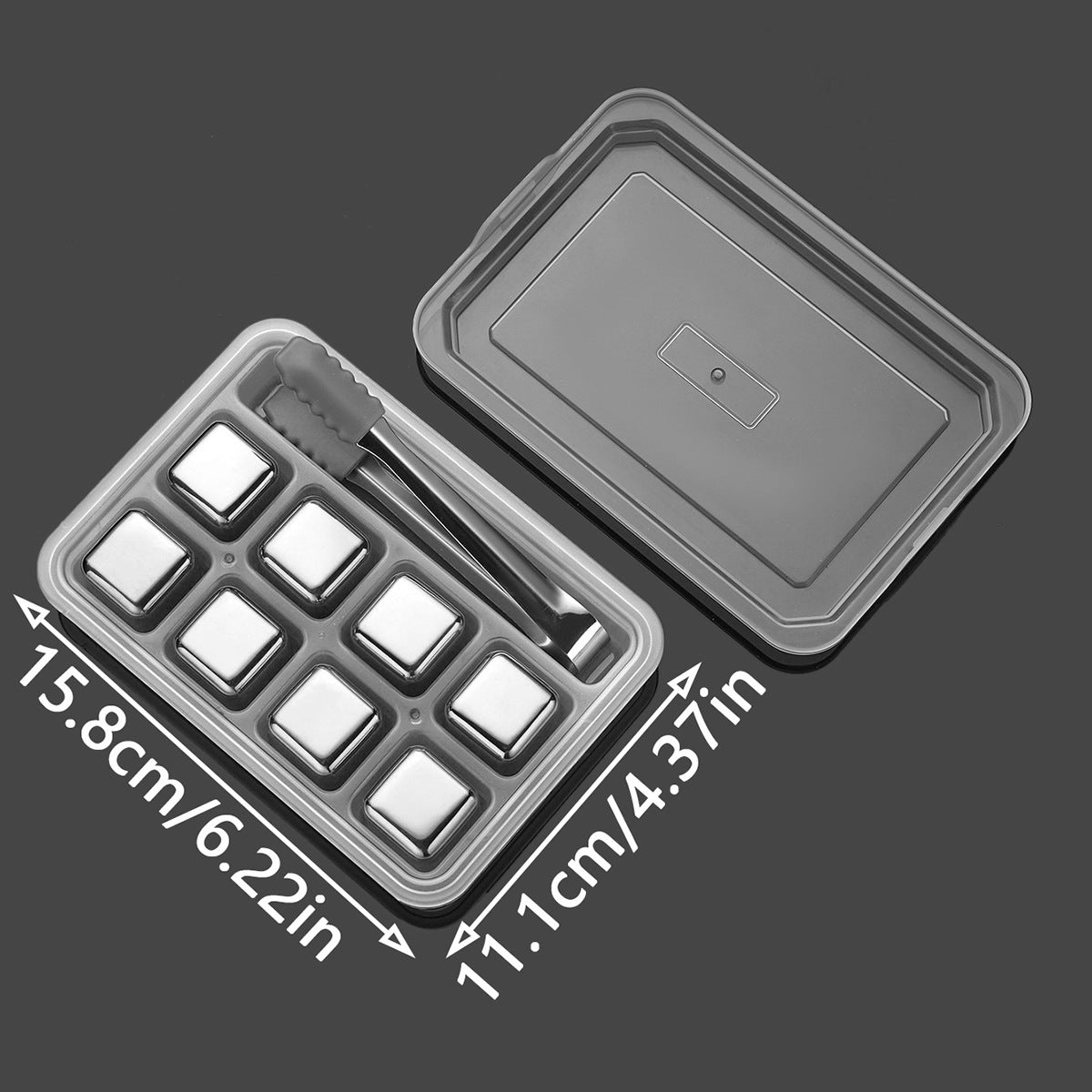 Juego de cubos de hielo de acero inoxidable para whisky, vino tinto, reutilizables, congelación rápida, 4-12 piezas