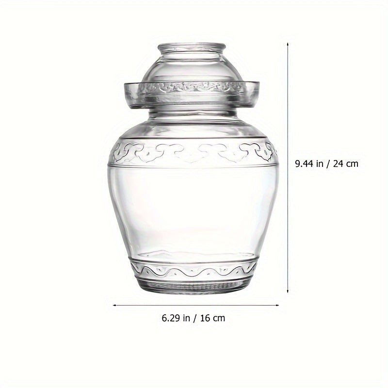 Glass Pickle Fermentation Jar 2500ml Water Seal Lid for Making Pickles Sauerkraut