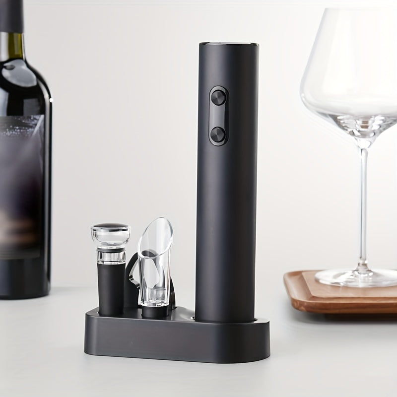 Electric Wine Opener Set with Foil Cutter and Vacuum Stopper for Wine Lovers