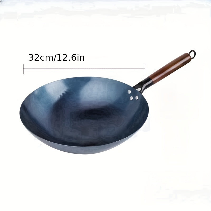 Cast Iron Wok for Gas Stove Handmade Non-Stick Coating-Free Cooking Pan