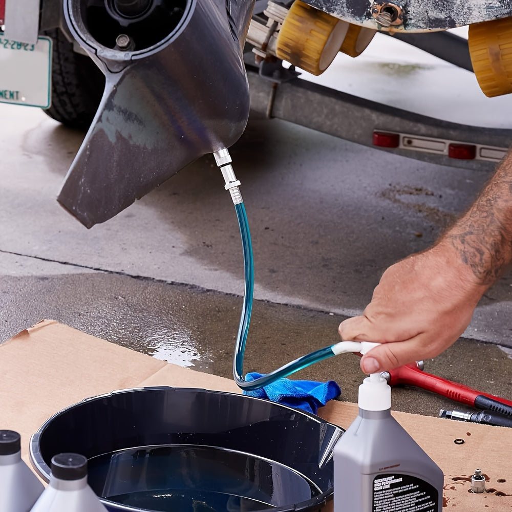 Marin uskunalari yog'ini o'tkazish nasosi, tashqi motorlar uchun, moslashuvchan shlang va burilish bilan