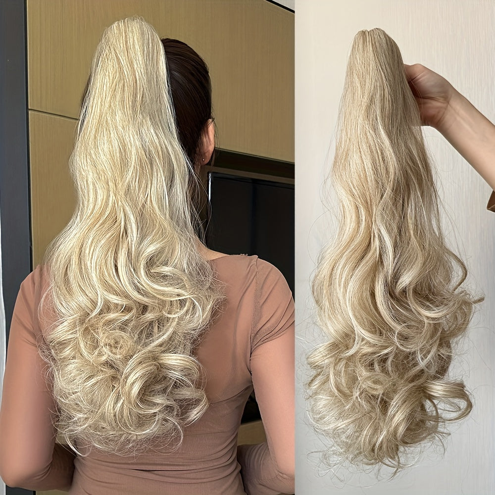 Deep Wave Ponytail Extension 71cm Synthetic Hair Clip in Brown for Women