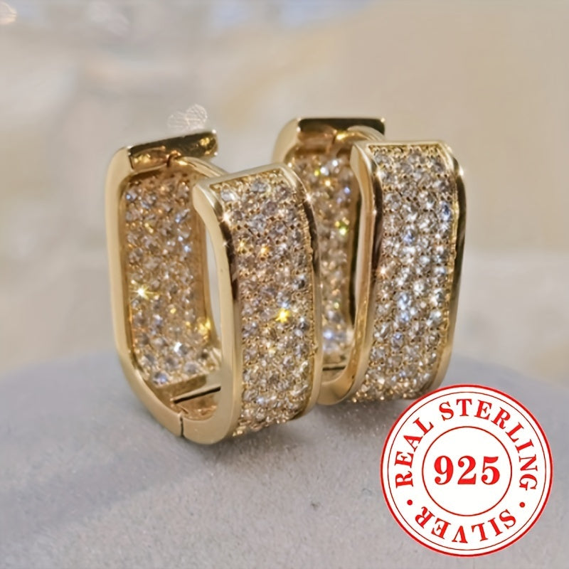 Women's Hoop Earrings Sterling Silver Zirconia for Parties and Daily Wear