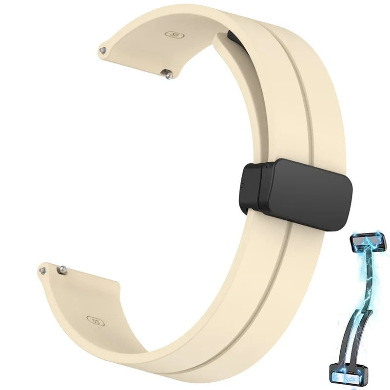 Black Silicone Sport Watch Band for 20-22mm Smartwatches with Magnetic Buckle