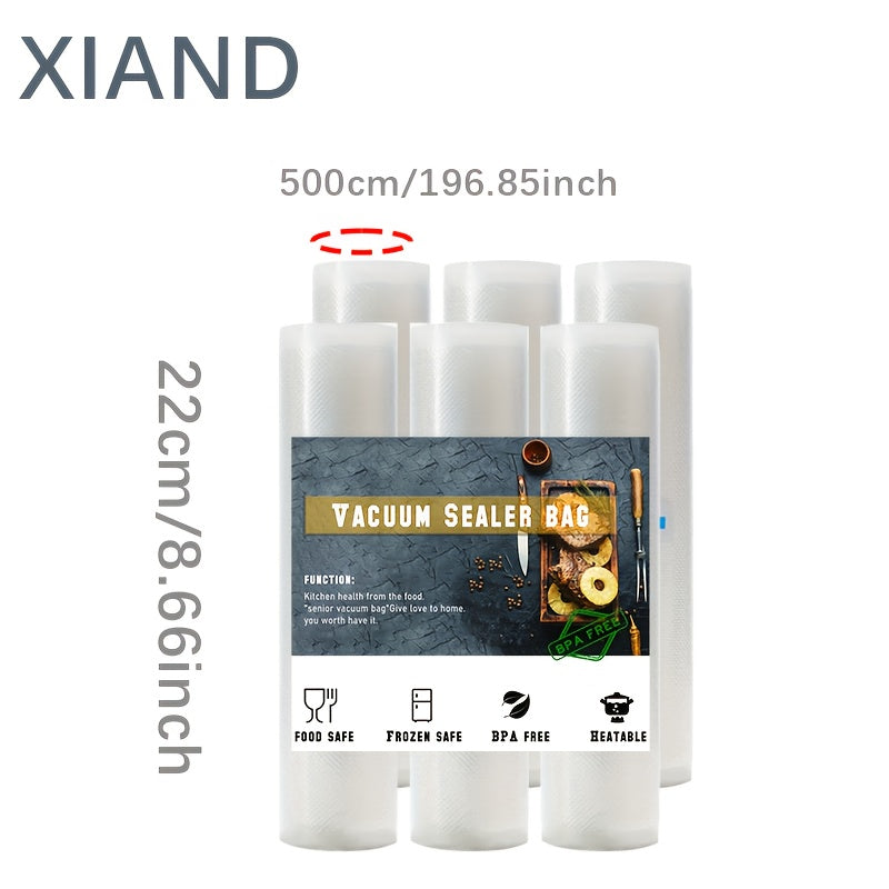 6-Pack Vacuum Sealer Bags, Plastic, Cut-to-Size, Transparent for Kitchen and Restaurant