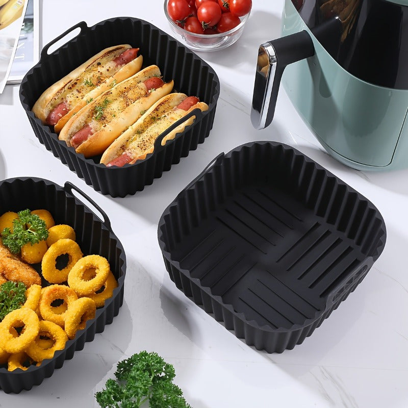 Qayta ishlatiladigan Silikon Havo Fryer Liner 20.32cm, 4-7 QT uchun, yopishqoq bo'lmagan pech, mikroto'lqinli pech uchun xavfsiz